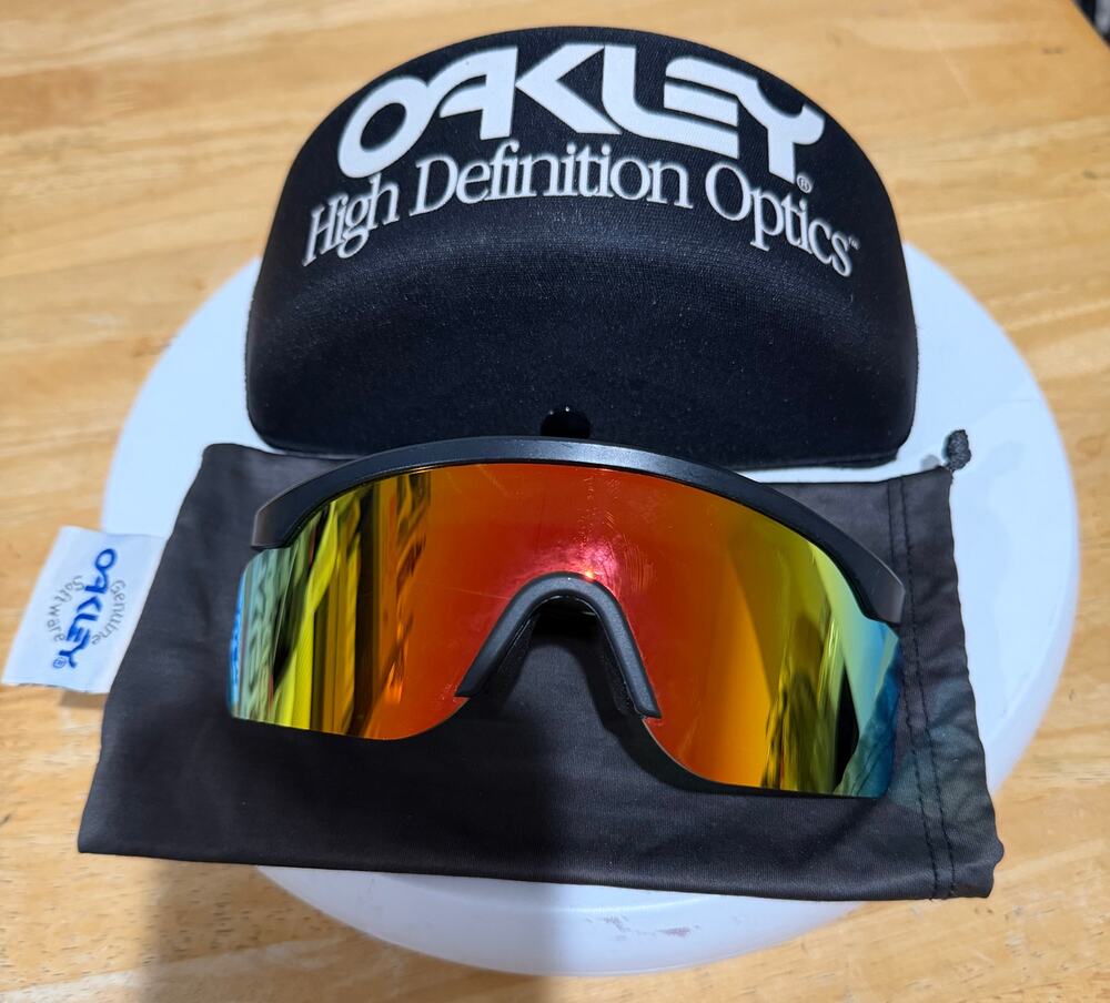 Vintage Oakley Razor Blade Sunglasses Matte Black Fire Iridium Mint Case Bag